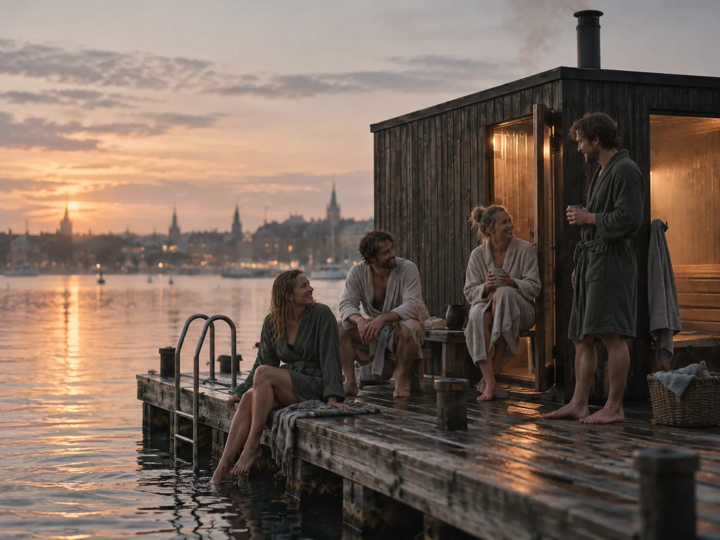 A private sauna cabin with a small group of friends